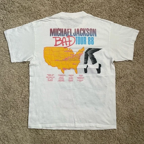 Vintage 1988 Michael Jackson Bad Tour Concert Tee Shirt XL 80s